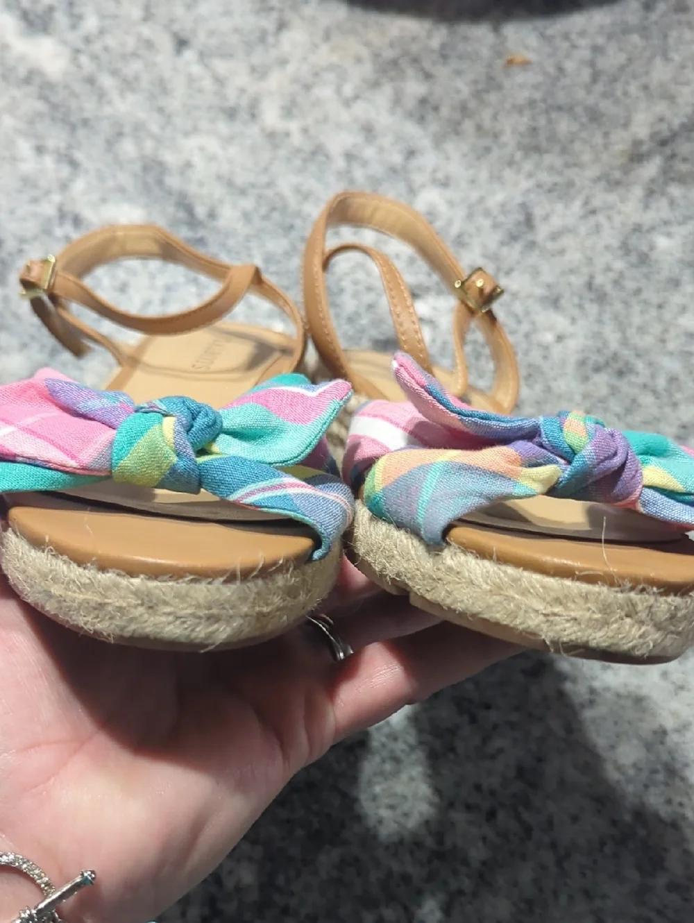 Talbots Womens Sandals Pamela Knotted Espadrille Wedges Madras Plaid Summer 8.5